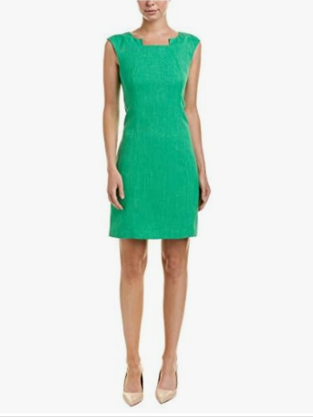 Tahari Bright Green Sleeveless Shift Dress